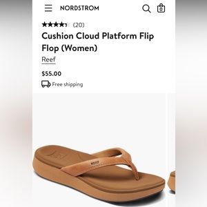 New! Reef Cushion Cloud Platform Flip Flops Sandals Brown Tan Comfort - Size 9